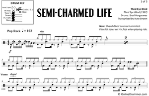 Semi Charmed Life - Third Eye Blind - Full Drum Transcription / Drum Sheet Music - OnlineDrummer.com
