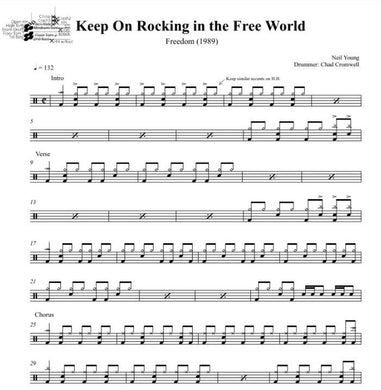 (Keep on) Rockin' in the Free World - Neil Young - Full Drum Transcription / Drum Sheet Music - DrumSetSheetMusic.com