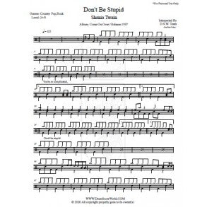Don't Be Stupid (You Know I Love You) - Shania Twain - Full Drum Transcription / Drum Sheet Music - DrumScoreWorld.com