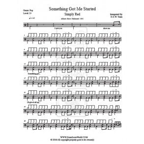 Something Got Me Started - Simply Red - Full Drum Transcription / Drum Sheet Music - DrumScoreWorld.com