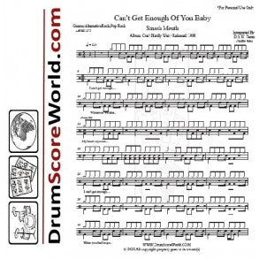 Can't Get Enough of You Baby - Smash Mouth - Full Drum Transcription / Drum Sheet Music - DrumScoreWorld.com