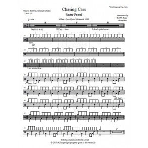 Chasing Cars - Snow Patrol - Drum Sheet Music - DrumScoreWorld.com ...