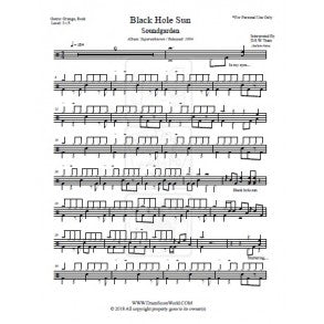 Black Hole Sun - Soundgarden - Full Drum Transcription / Drum Sheet Music - DrumScoreWorld.com
