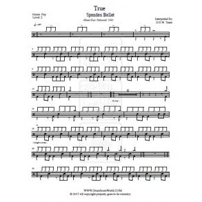 TRUE - Spandau Ballet - Full Drum Transcription / Drum Sheet Music - DrumScoreWorld.com
