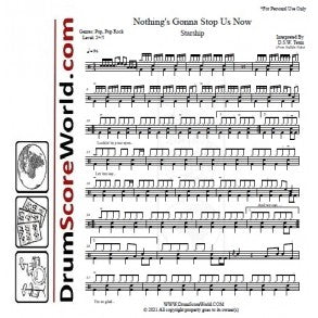 Nothing's Gonna Stop Us Now - Starship - Full Drum Transcription / Drum Sheet Music - DrumScoreWorld.com