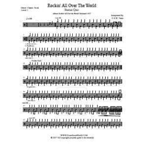 Rockin' All Over the World - Status Quo - Full Drum Transcription / Drum Sheet Music - DrumScoreWorld.com