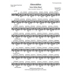 Abracadabra - Steve Miller Band - Full Drum Transcription / Drum Sheet Music - DrumScoreWorld.com