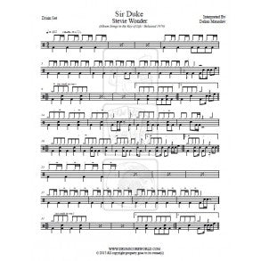 Sir Duke - Stevie Wonder - Full Drum Transcription / Drum Sheet Music - DrumScoreWorld.com