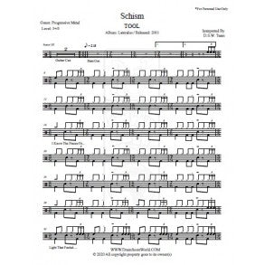 Schism - Tool - Full Drum Transcription / Drum Sheet Music - DrumScoreWorld.com