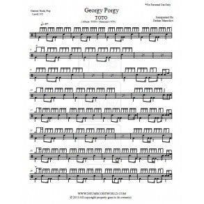 Georgy Porgy - Toto - Full Drum Transcription / Drum Sheet Music - DrumScoreWorld.com