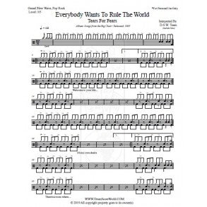 Everybody Wants to Rule the World - Tears for Fears - Full Drum Transcription / Drum Sheet Music - DrumScoreWorld.com