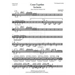 Come Together - The Beatles - Full Drum Transcription / Drum Sheet Music - DrumScoreWorld.com