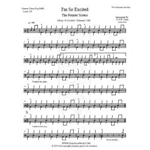 I'm so Excited - The Pointer Sisters - Full Drum Transcription / Drum Sheet Music - DrumScoreWorld.com