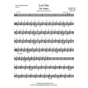 Last Nite - The Strokes - Full Drum Transcription / Drum Sheet Music - DrumScoreWorld.com
