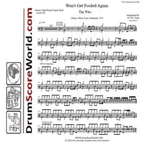 Won't Get Fooled Again - The Who - Full Drum Transcription / Drum Sheet Music - DrumScoreWorld.com