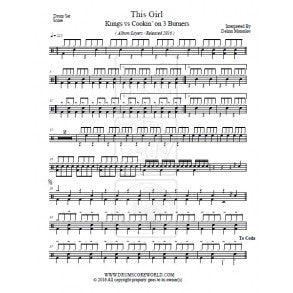 This Girl (Kungs Vs. Cookin' on 3 Burners) - Kungs - Full Drum Transcription / Drum Sheet Music - DrumScoreWorld.com
