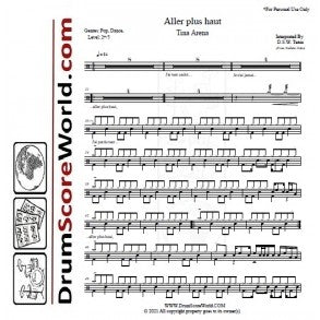 Aller Plus Haut - Tina Arena - Full Drum Transcription / Drum Sheet Music - DrumScoreWorld.com