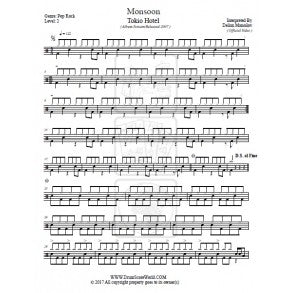 Monsoon - Tokio Hotel - Full Drum Transcription / Drum Sheet Music - DrumScoreWorld.com