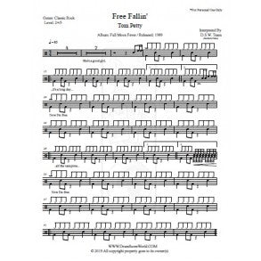 Free Fallin' - Tom Petty - Full Drum Transcription / Drum Sheet Music - DrumScoreWorld.com