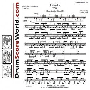 Lateralus - Tool - Full Drum Transcription / Drum Sheet Music - DrumScoreWorld.com