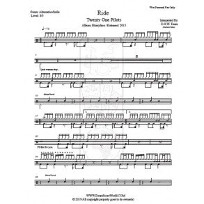 Ride - Twenty One Pilots - Full Drum Transcription / Drum Sheet Music - DrumScoreWorld.com
