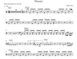Flowers - Miley Cyrus - Full Drum Transcription / Drum Sheet Music - Leo Alvarado