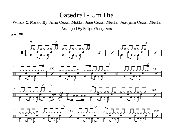 Um Dia - Catedral - Full Drum Transcription / Drum Sheet Music - SheetMusicDirect D