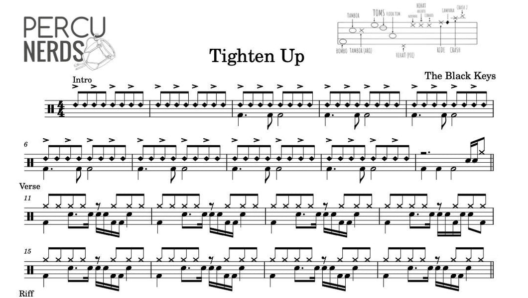 Tighten Up - The Black Keys - Full Drum Transcription / Drum Sheet Music - Percunerds Transcriptions
