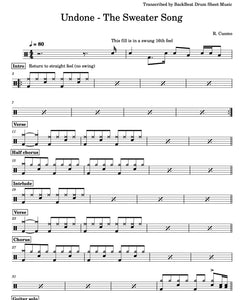 Undone (The Sweater Song) - Weezer - Full Drum Transcription / Drum Sheet Music - BackBeat Drum Sheet Music