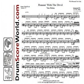 Runnin' with the Devil - Van Halen - Full Drum Transcription / Drum Sheet Music - DrumScoreWorld.com
