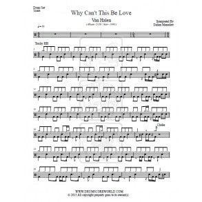 Why Can't This Be Love - Van Halen - Full Drum Transcription / Drum Sheet Music - DrumScoreWorld.com