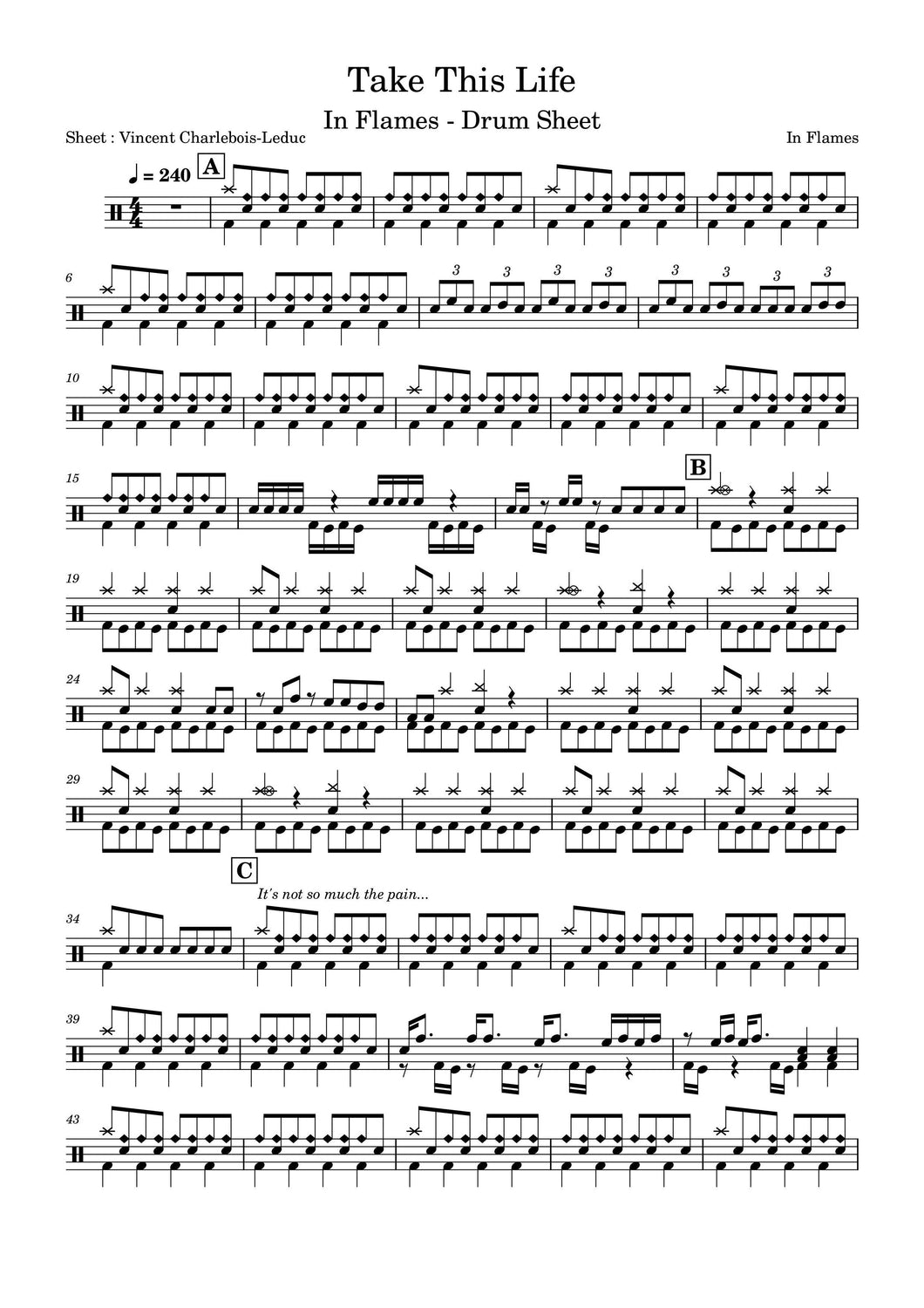 Take This Life - In Flames - Full Drum Transcription / Drum Sheet Music - Vince’s Scores