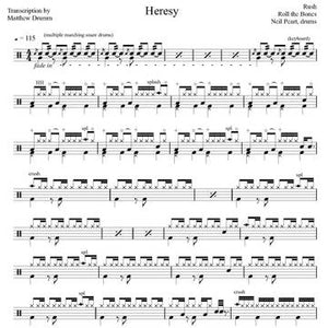 Heresy - Rush - Collection of Drum Transcriptions / Drum Sheet Music - Drumm Transcriptions