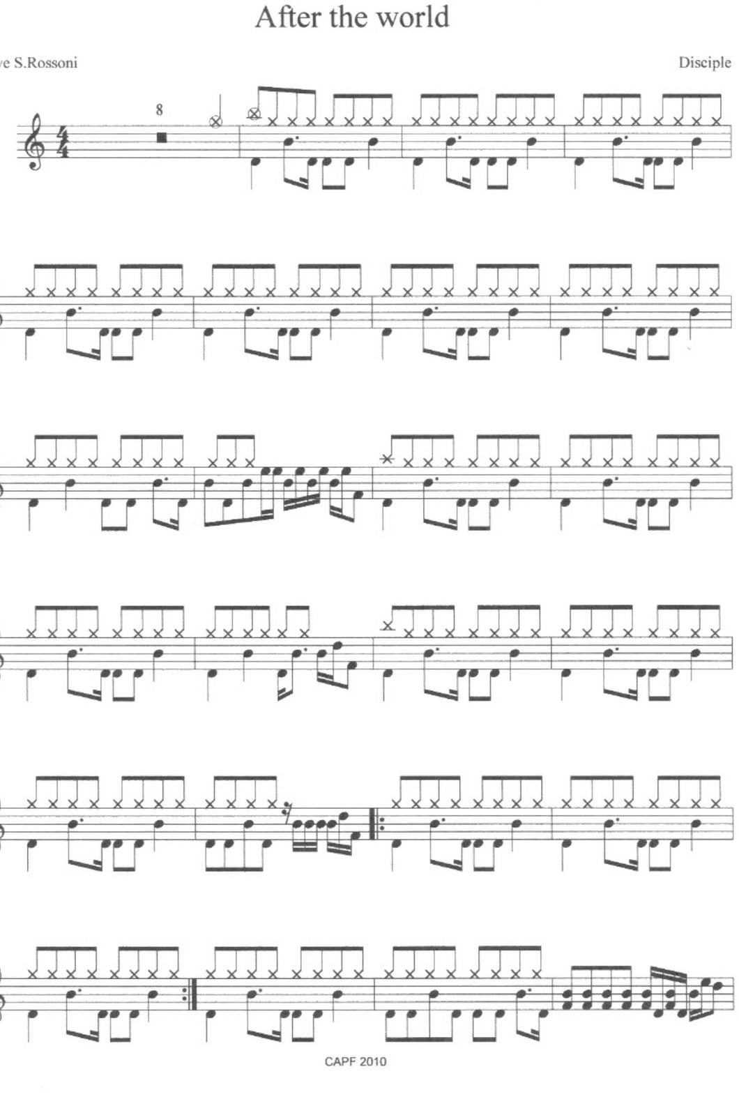 After the World - Disciple - Full Drum Transcription / Drum Sheet Music - Rossoni