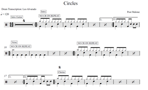 Circles - Post Malone - Full Drum Transcription / Drum Sheet Music - Leo Alvarado