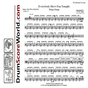 Everybody Have Fun Tonight - Wang Chung - Full Drum Transcription / Drum Sheet Music - DrumScoreWorld.com