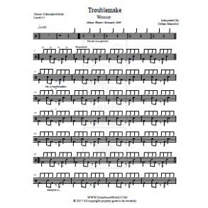 Troublemaker - Weezer - Full Drum Transcription / Drum Sheet Music - DrumScoreWorld.com