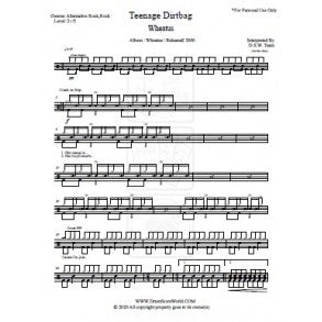 Teenage Dirtbag - Wheatus - Full Drum Transcription / Drum Sheet Music - DrumScoreWorld.com