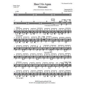 Here I Go Again - Whitesnake - Full Drum Transcription / Drum Sheet Music - DrumScoreWorld.com