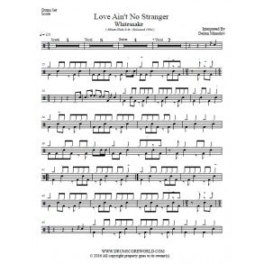 Love Ain't No Stranger - Whitesnake - Full Drum Transcription / Drum Sheet Music - DrumScoreWorld.com