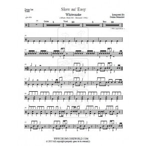 Slow an' Easy - Whitesnake - Full Drum Transcription / Drum Sheet Music - DrumScoreWorld.com