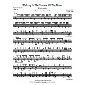 Walking in the Shadow of the Blues - Whitesnake - Full Drum Transcription / Drum Sheet Music - DrumScoreWorld.com