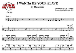 I Wanna Be Your Slave - Måneskin - Full Drum Transcription / Drum Sheet Music - Intense Rhythm Drum Studios