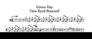 One Eyed Bastard - Green Day - Full Drum Transcription / Drum Sheet Music - DrumonDrummer