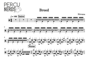 Breed - Nirvana - Full Drum Transcription / Drum Sheet Music - Percunerds Transcriptions