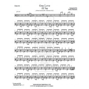Gun Love - ZZ Top - Full Drum Transcription / Drum Sheet Music - DrumScoreWorld.com