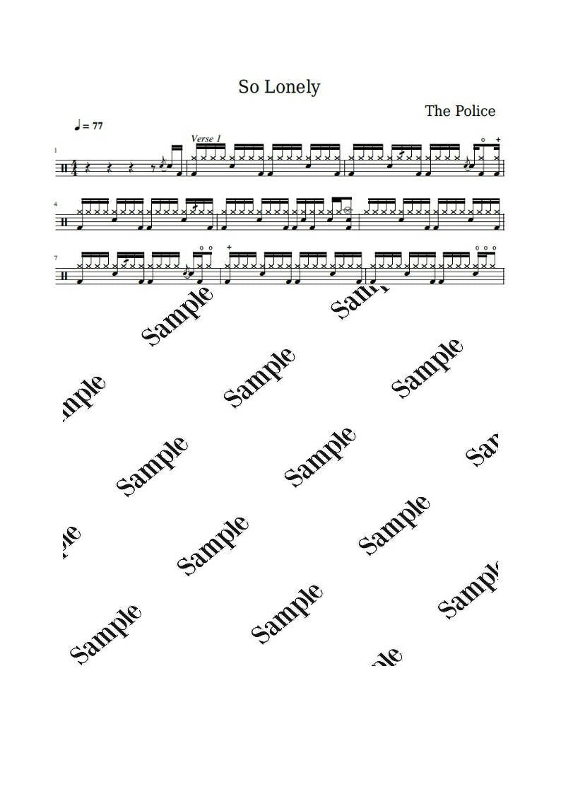 So Lonely - The Police - Full Drum Transcription / Drum Sheet Music - KiwiDrums