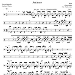 Animate - Rush - Collection of Drum Transcriptions / Drum Sheet Music - Drumm Transcriptions