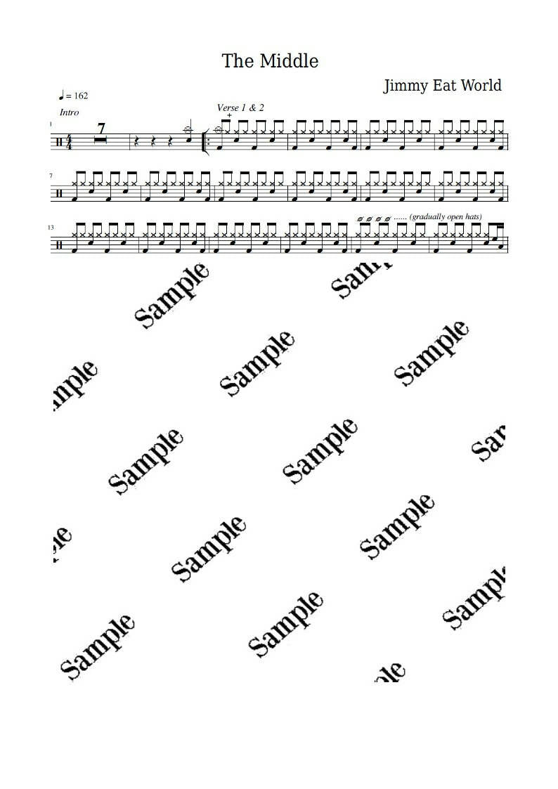 The Middle - Jimmy Eat World - Full Drum Transcription / Drum Sheet Music - KiwiDrums