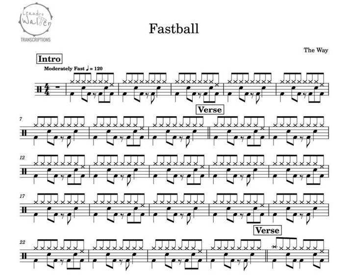 The Way - Fastball - Full Drum Transcription / Drum Sheet Music - Percunerds Transcriptions